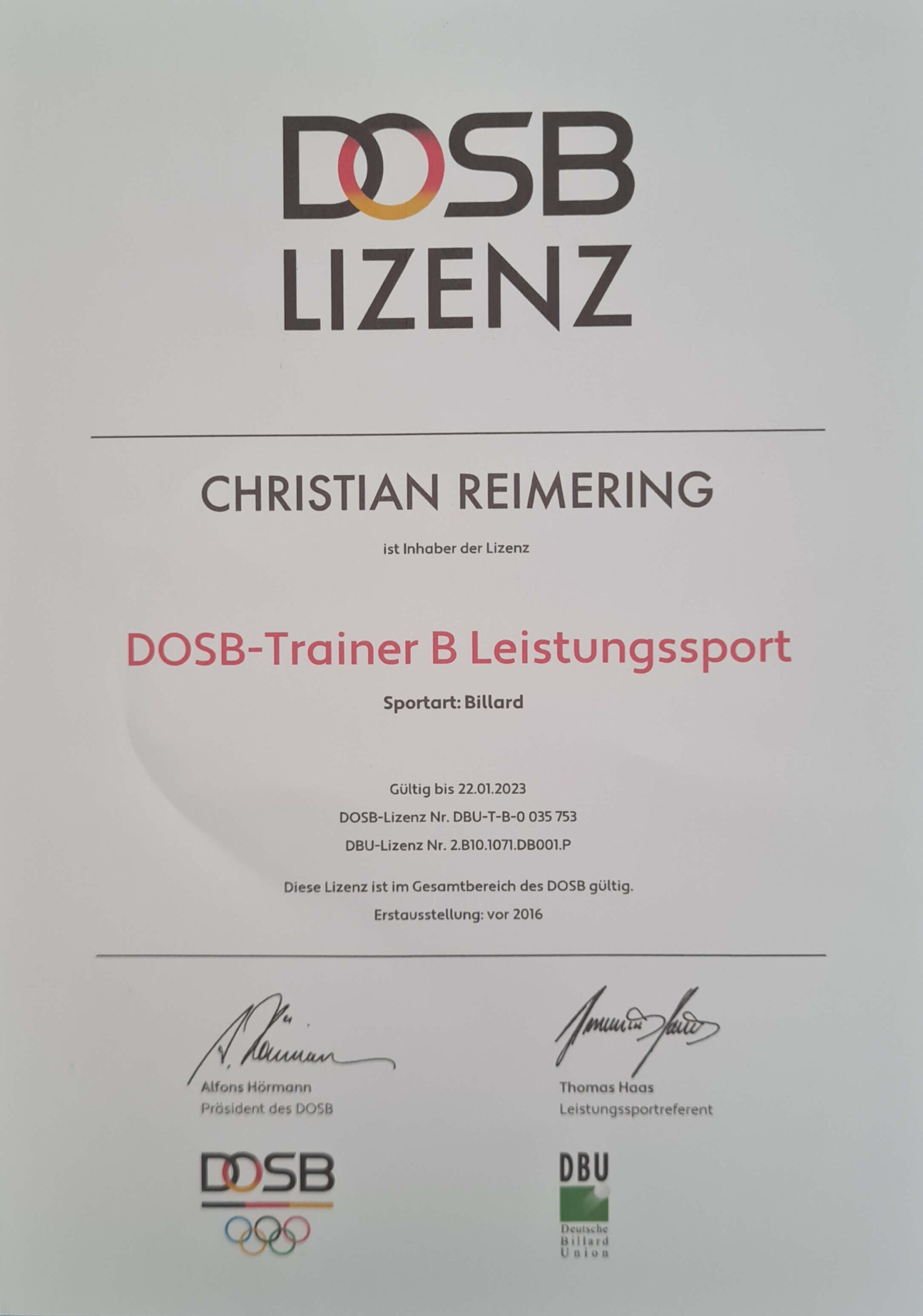 DOSB B-Trainerlizenz